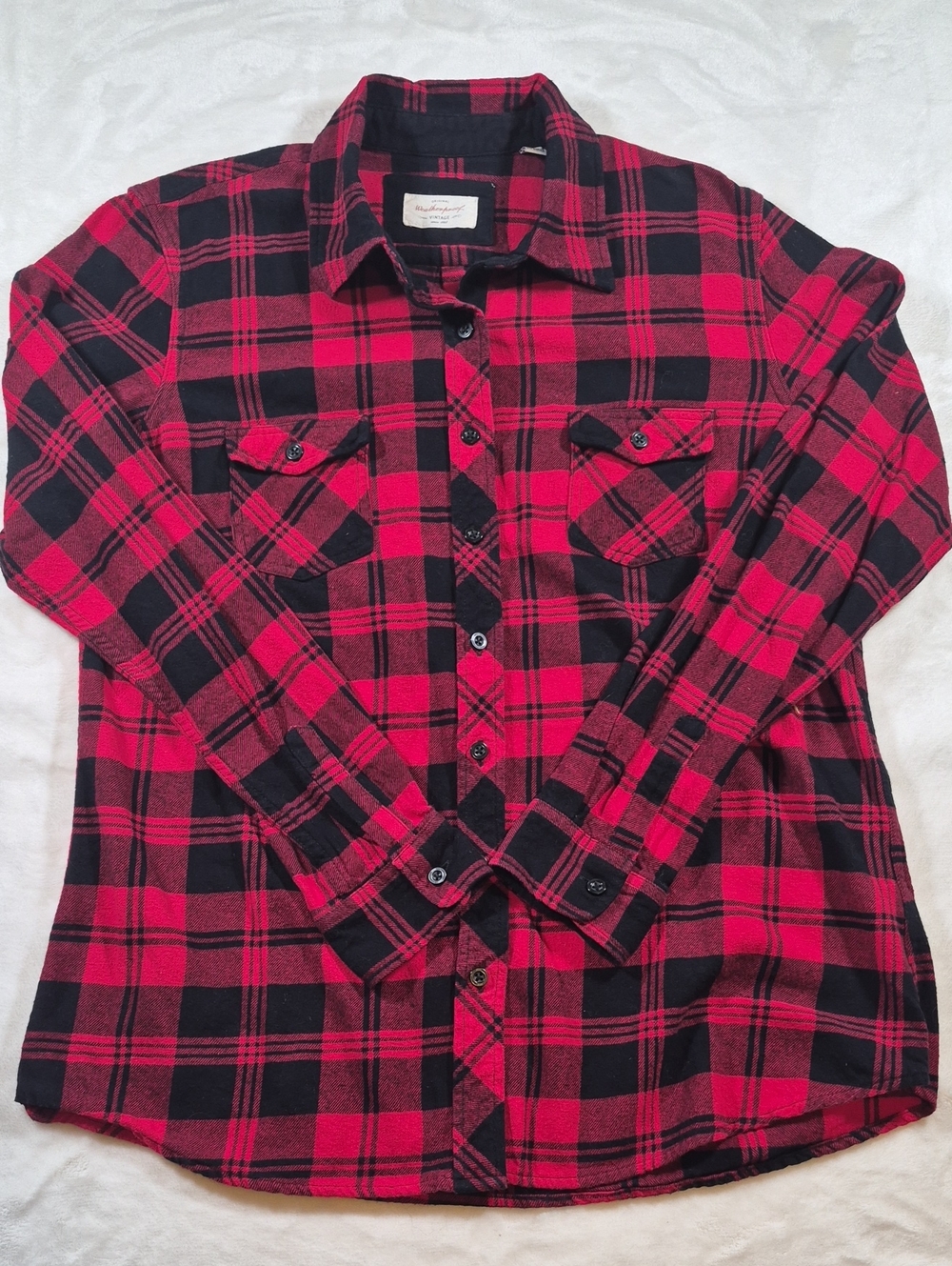 Weatherproof Red and Black Plaid Button-Down Shirt